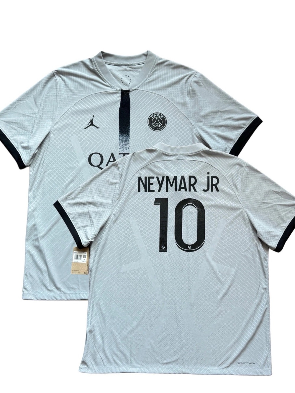 PSG x Jordan Neymar Jr #10 Away Football Jersey - Light Gray/Black